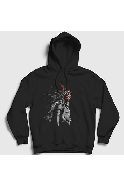 Presmono Φούτερ Anime Princess Mononoke Unisex με μαύρη κουκούλα 454663 ττ