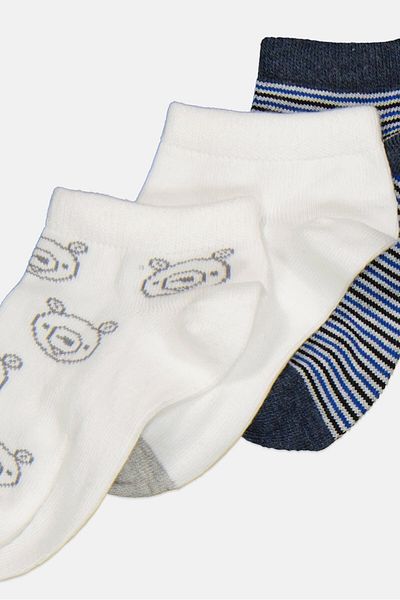 RBX Kids Boy 3 Pairs Allover Print Socks, White