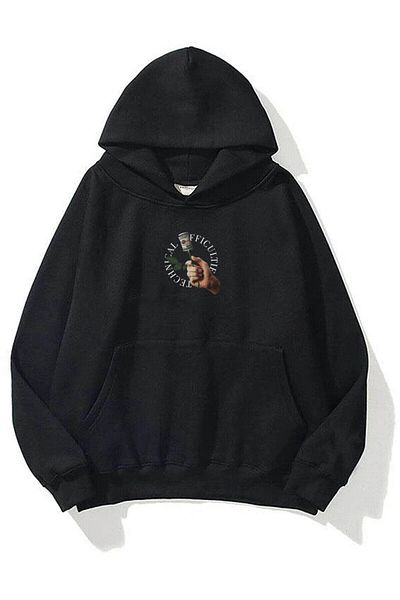 Trendiz Unisex Τεχνικές δυσκολίες Μαύρο φούτερ με κουκούλα