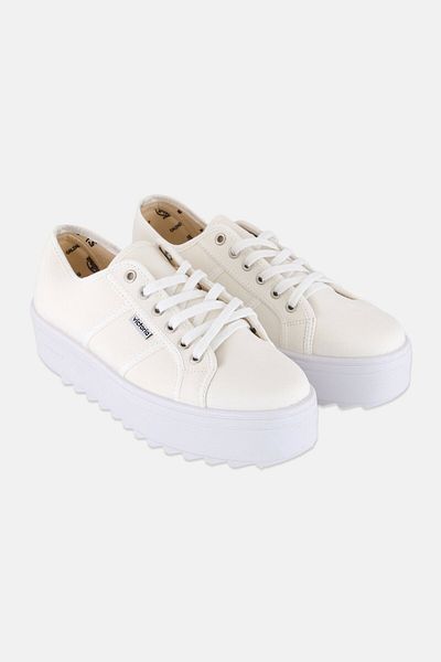 Victoria Women Lace Up Casual Shoes, Off White