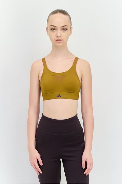 adidas Women Brand Logo Padded Sports Bra, Dark Tan
