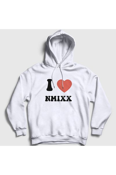 Presmono I Love Nmixx Unisex Λευκή κουκούλα K Pop φούτερ - 435563 ττ