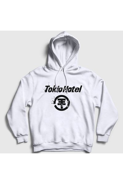 Presmono Φούτερ με λογότυπο με λευκή κουκούλα Tokio Hotel Unisex - 443440 ττ
