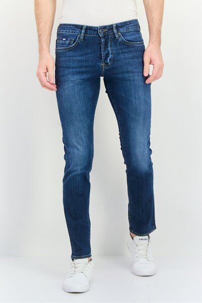 GAS Men Carrot Fit Washed Stretchable Jeans, Blue Wash