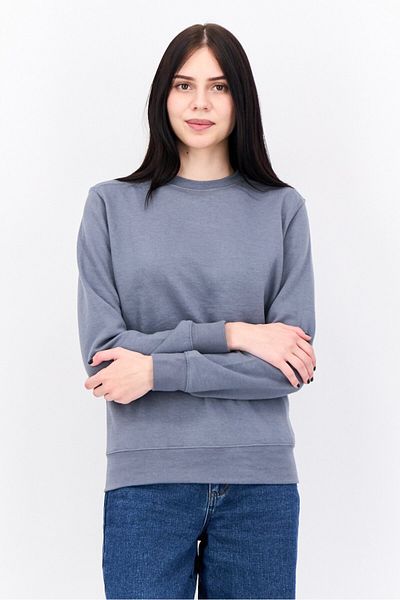 Juice Women Crew Neck Long Sleeve Plain Sweatshirt, Grey