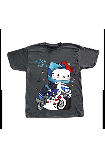 DEEFWEAR Kitty Blue Motorcycle Printed Smoked Unisex T-Shirt - Mingalondon