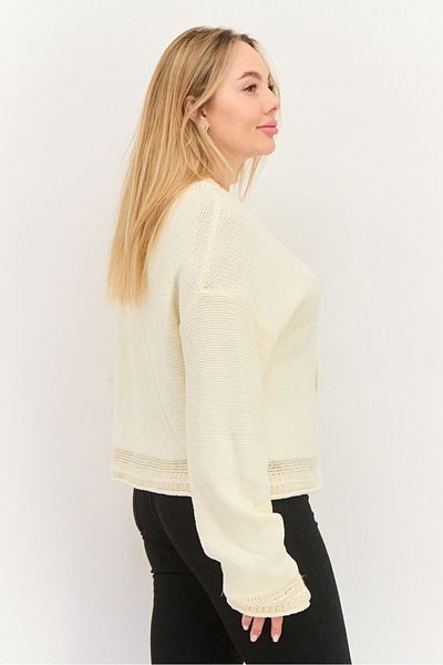 THEORY Women Textured Long Sleeve Cardigan, Cream