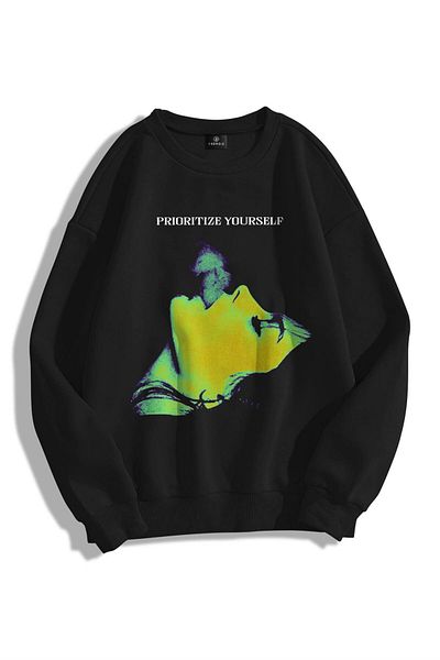 Trendiz Φούτερ με κουκούλα Unisex Prioritize Yourself Crew Neck