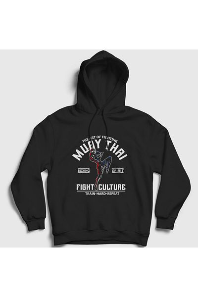 Presmono Черен унисекс суитшърт с качулка - Fight Culture MMA UFC Muay Thai 452370TT