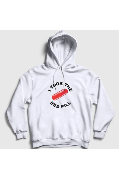 Presmono Unisex White "I Took The Red Pill" Ideology Hooded Sweatshirt - 4480...