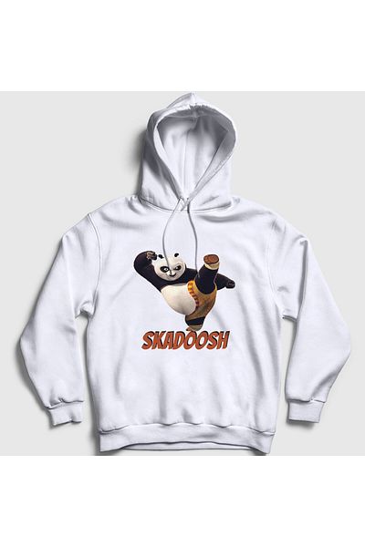 Presmono Φούτερ Unisex με λευκή κουκούλα με σχέδιο Kung Fu Panda - Skadoosh 467117 ττ