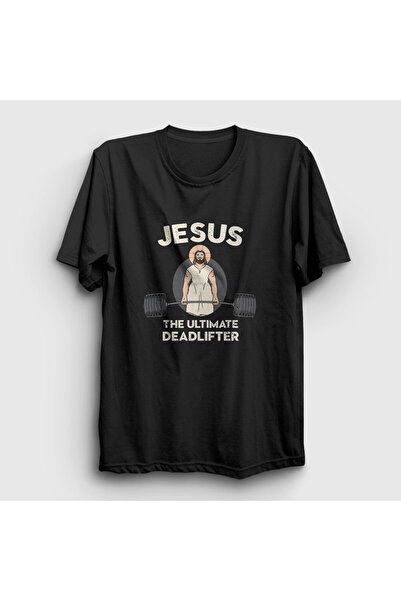 Presmono Unisex Black Jesus the Ultimate Deadlifter Gim and Fitness T-Shirt