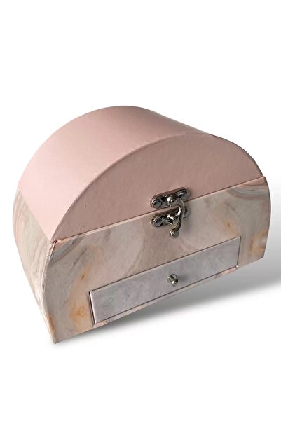 CAŞ DEKORASYON Organizator de bijuterii de culoare roz cu sertare și oglindă