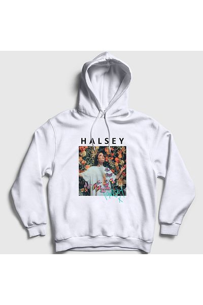 Presmono Φούτερ Halsey Unisex με λευκή κουκούλα - Αφίσα αγάπης και δύναμης 461170 ττ