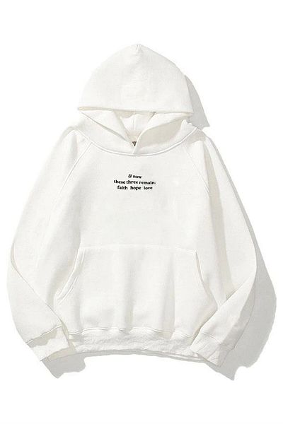 Trendiz Unisex Hope Love White φούτερ με κουκούλα