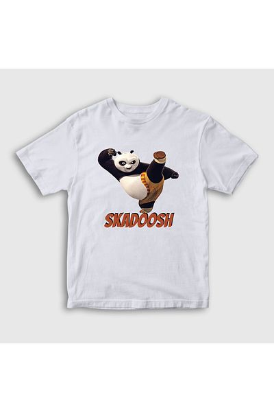 Presmono Tricou alb Skadoosh Kung Fu Panda unisex pentru copii - 467088 tt