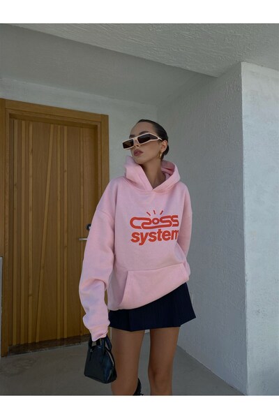 Trendiz Στατιστικό φόρεμα Unisex Pink Cross System Hoodie