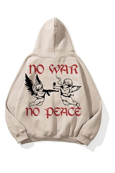 Trendiz Unisex Φούτερ War Peace Hoodie Stone