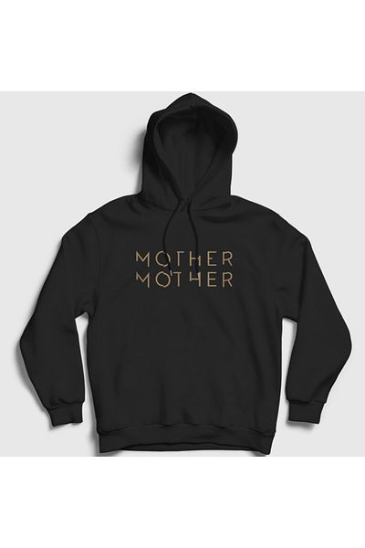 Presmono Унисекс суитшърт с качулка и лого Mother Mother, черен - 431850tt
