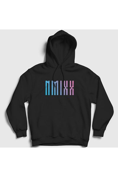 Presmono Унисекс суитшърт с качулка и черно лого Nmixx K Pop 436261tt