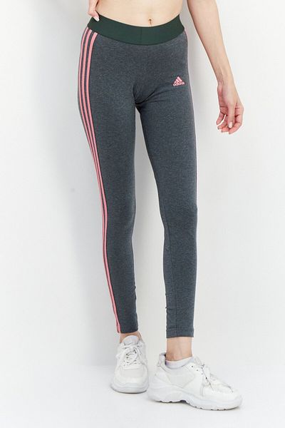 adidas Women Sportswear Fit Brand Logo Training Leggings, Grey/Pink