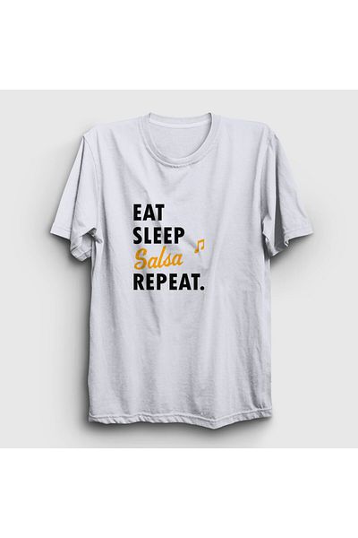 Presmono Λευκό μπλουζάκι Unisex Eat Sleep Salsa Dancer - 464411 ττ