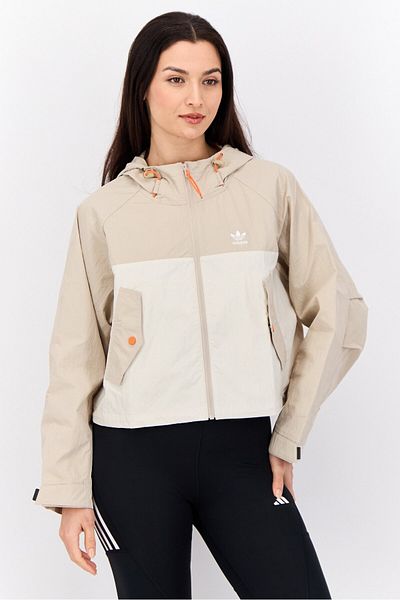 adidas Women Sportswear Fit Long Sleeve Outdoor Hooded Jacket, Cream