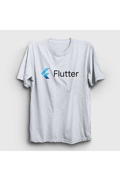 Presmono Λευκό λογότυπο Flutter Unisex T-Shirt - Προγραμματισμός λογισμικού 442678 ττ