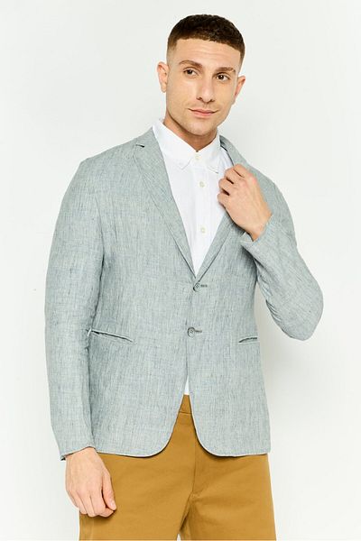 Emporio Armani Men Regular Fit Plain Formal Blazer, Grey