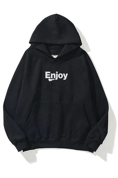Trendiz Unisex Enjoy φούτερ Hoodie Black