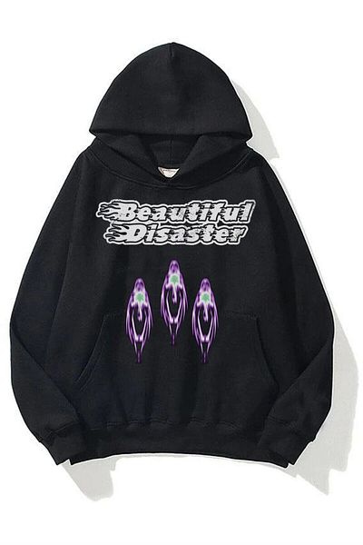 Trendiz Unisex Beautiful Disaster Φούτερ Hoodie Black