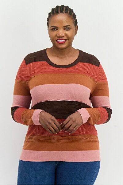 Market And Spruce Women Crew Neck Color Blocked Sweater, Multicolor