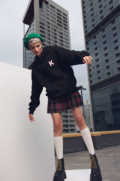 Trendiz Unisex K Letter Μαύρο Φούτερ Φούτερ