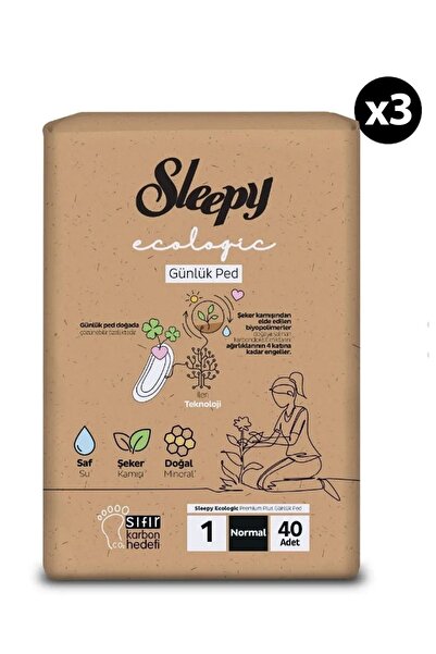 Sleepy Ecologic Premium Plus Günlük Ped Normal Ped 3 X 40 Adet
