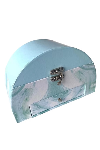 CAŞ DEKORASYON Синій органайзер для прикрас з висувними ящиками та дзеркалом