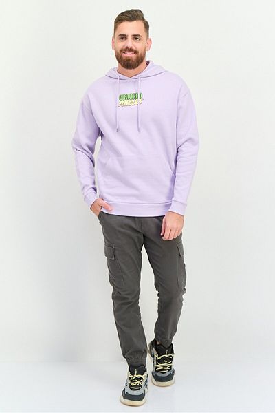 Asos Design Men Hooded Graphic Print Sweatshirt, Lilac