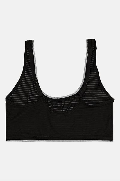 SLOGGI Women Striped Non Padded Ever Fresh Plus Top Bra, Black