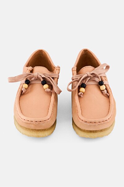 CLARKS Women Standard Wallabee Lace Up Casual Shoes, Peach