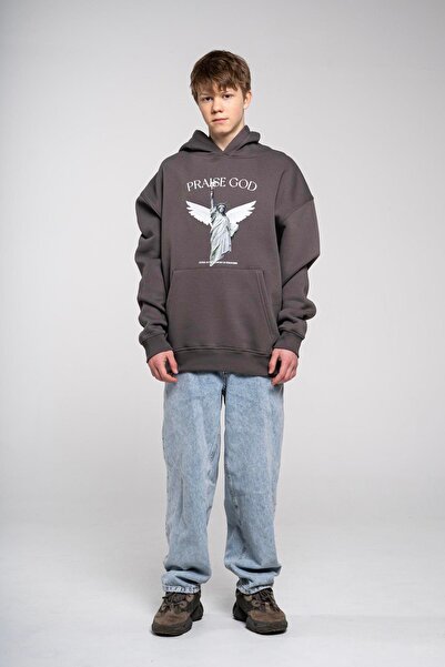 Trendiz Anthracite Color Unisex Praise God Hooded Sweatshirt