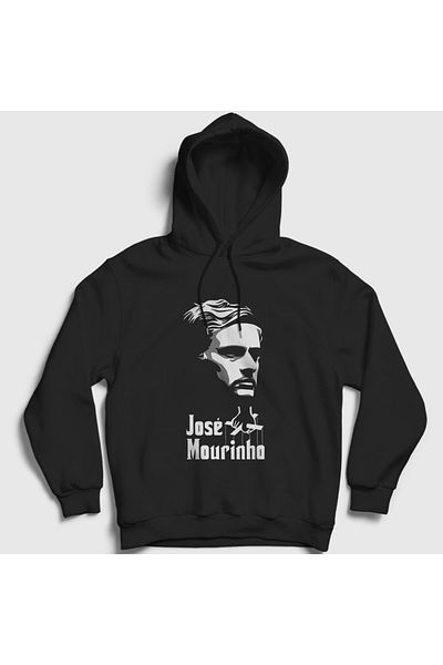 Presmono Μαύρο φούτερ Unisex με κουκούλα Jose Mourinho Godfather - 429907 ττ