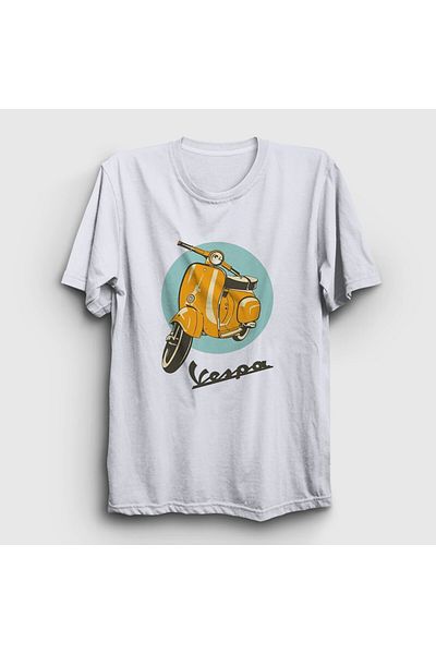 Presmono Vintage Vespa Unisex Λευκό T-Shirt Scooter - 444841 ττ