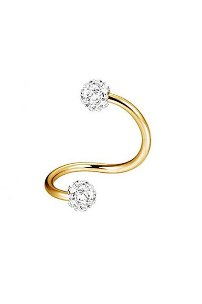 MAZEN Stoned Surgical Steel Spiral Twisted Cartilage Lip Piercing Gold Color