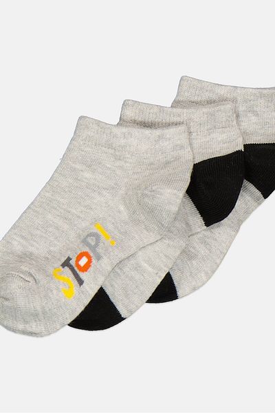 RBX Kids Boys 3 Pairs Graphic Print Socks, Grey Combo
