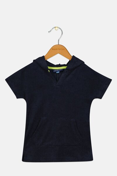 Andy & Evan Toddlers Boy Textured Short Sleeves Hoodie, Navy
