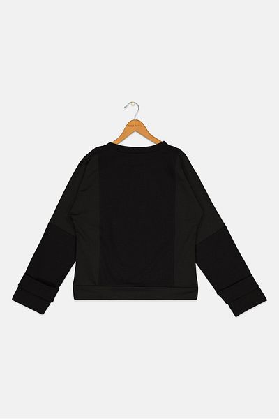 FREDDY Kids Girl Round Neck Long Sleeve Graphic Print, Black