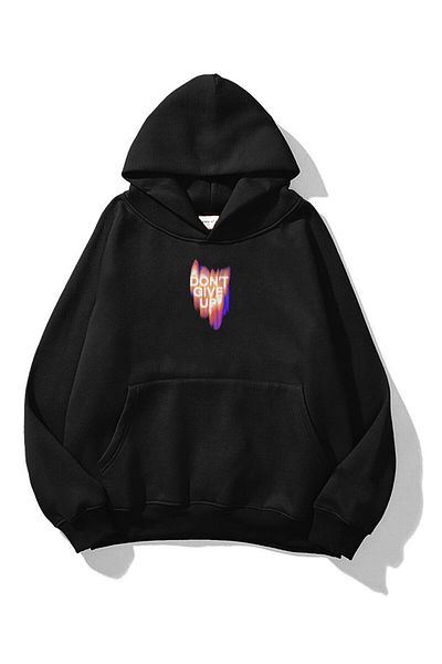 Trendiz Unisex Φούτερ Don&#39;t Give Up Hoodie Black