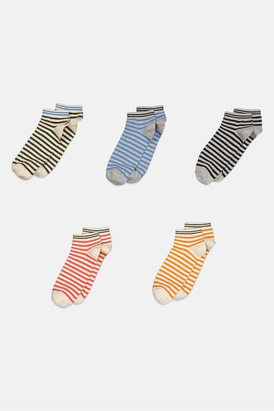 RBX Men 5 Pair Stripe Ankle Socks, Multicolor