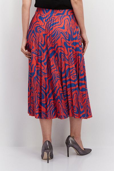 Esprit Women Allover Print Midi Skirt, Red/Blue
