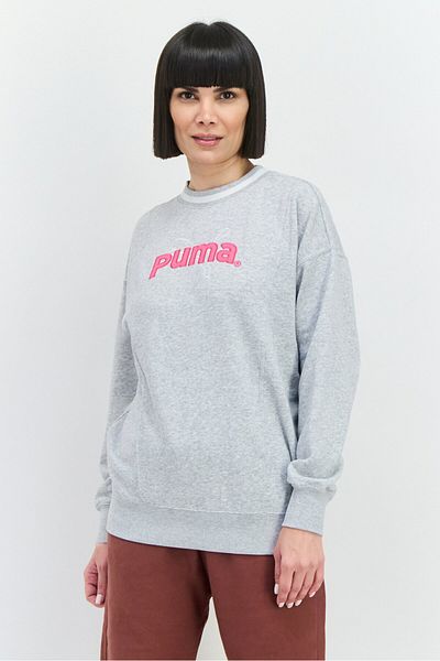 Puma Women Regular Fit Embroidered Logo Outdoor Sweatshirts, Heather Grey