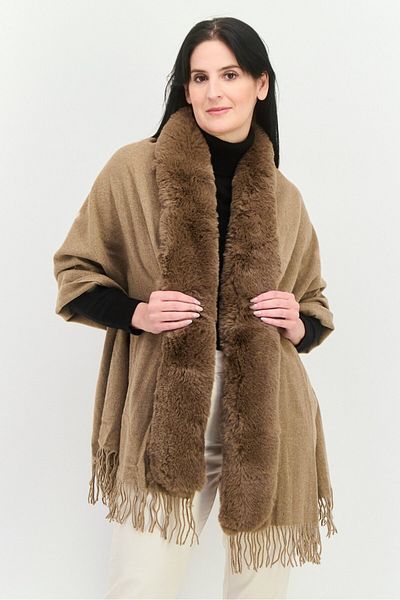 London Fog Women Faux Fur 160 X 60 Cm Scarves, Dark Tan